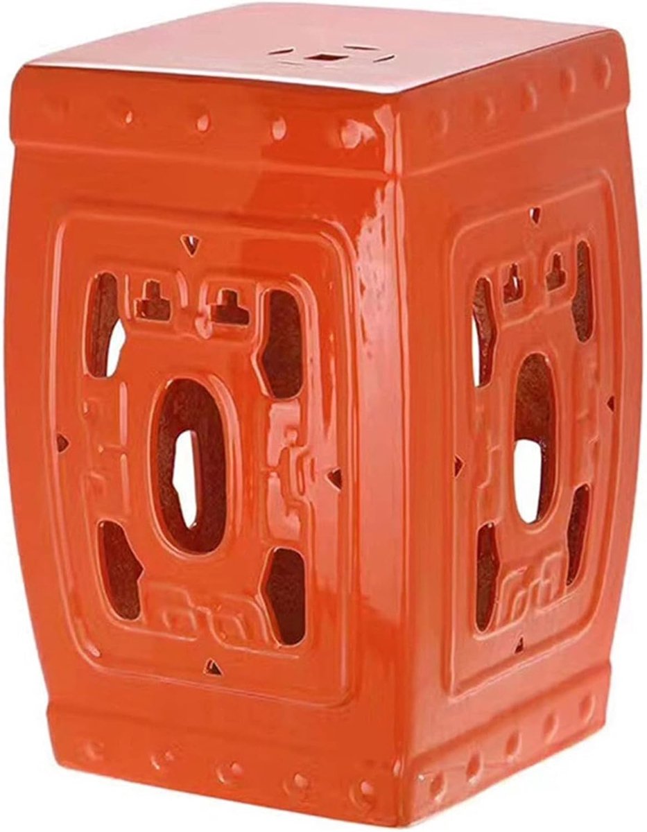 Decorative Ceramic Garden Stool with Glazed Hollow Out Living Room Side Table for Changing Shoes, Suitable for Living - ShopVlot