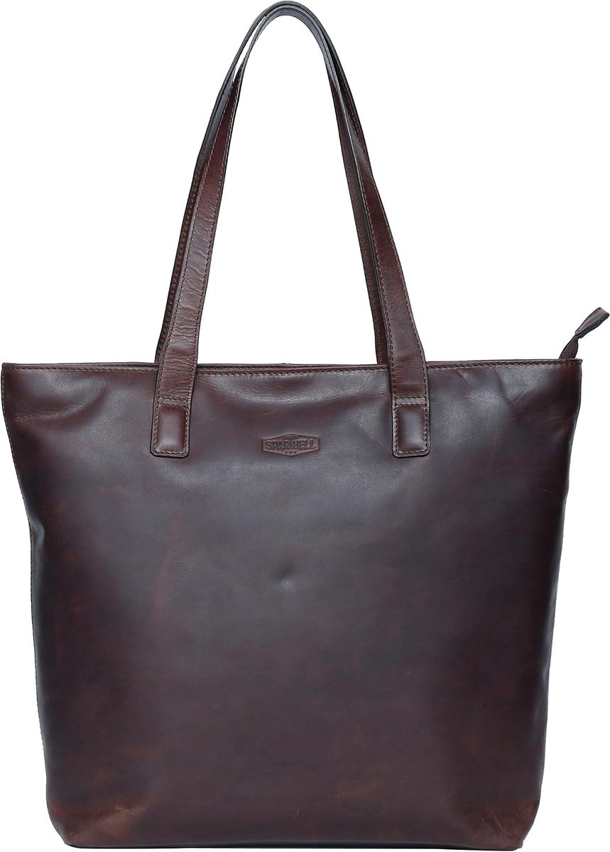 Sparwell Bag - Kreative Kylie - Leather Shopper 15 Inch - Dark Brown, Brown - ShopVlot