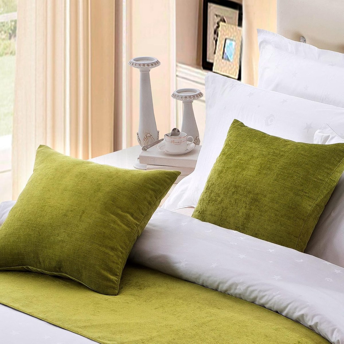 OSVINO Set of 2 Cushion Covers Hotel Classic Square 50x50cm Chenille Soft Solid Color Cushion Cover Plants Other - ShopVlot