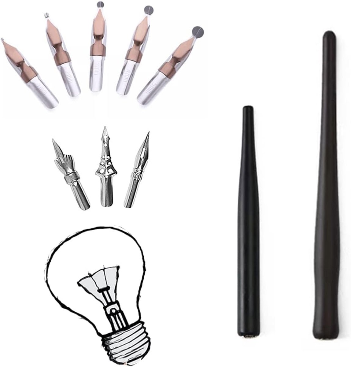 10 piece nib set pen holder with drawing nib for strips pen holder with nib with 2 black wooden pen holders 8 nibs for - ShopVlot