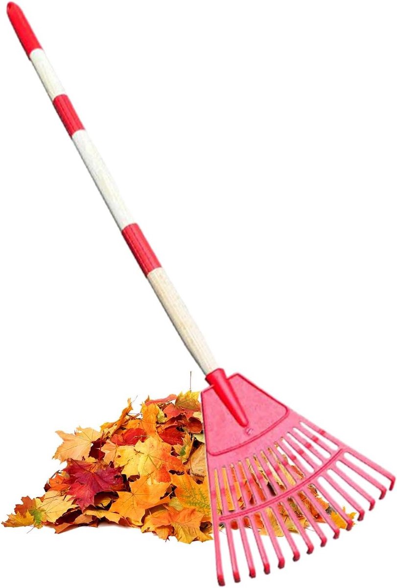 Bladhark - Tuinhark Gazonhark - Bladeren Verzamelen - 14 Tanden Waaiervorm - 86 cm - Rood