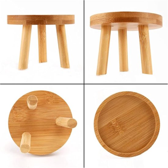 plantenkruk, houten kruk voor bloemen, potplantenstandaard hout, bloempot basishouder, rond, bloemenbank voor binnen, vensterbank, bloemenkruk, decoratie voor binnen, buiten (18 x 11,5 — afbeelding 3
