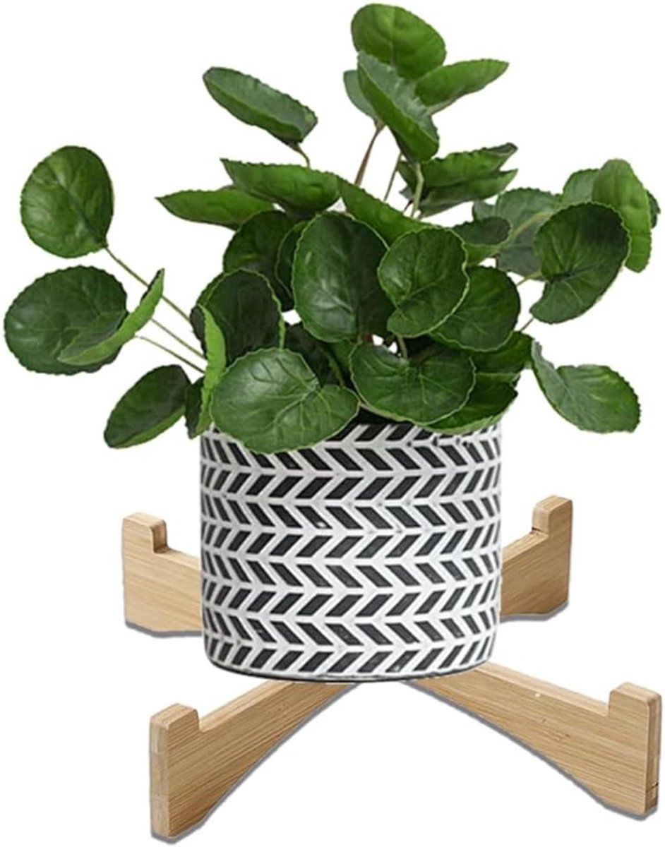 Enkele houten plantenstandaard voor binnen, mini moderne houten plantenkruk geschikt voor 15 cm pot, decoratieve bloempotstandaard risers houder voor bureau, buiten, tafelblad,