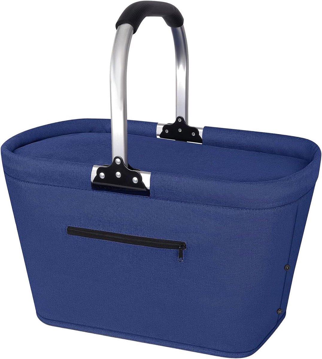Opvouwbare boodschappenmand - Draagmand met deksel - Boodschappen en picknicks - Geïsoleerde koelfunctie - 35 Liter inhoud - Blauw