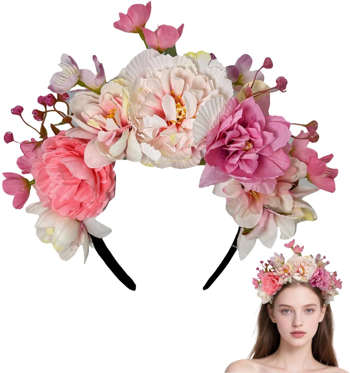 Hairband, Flowers, Artificial Flowers, Hairband, Women's Girls Headdress with Flowers, Flower Crown, Flowers, Hair - ShopVlot