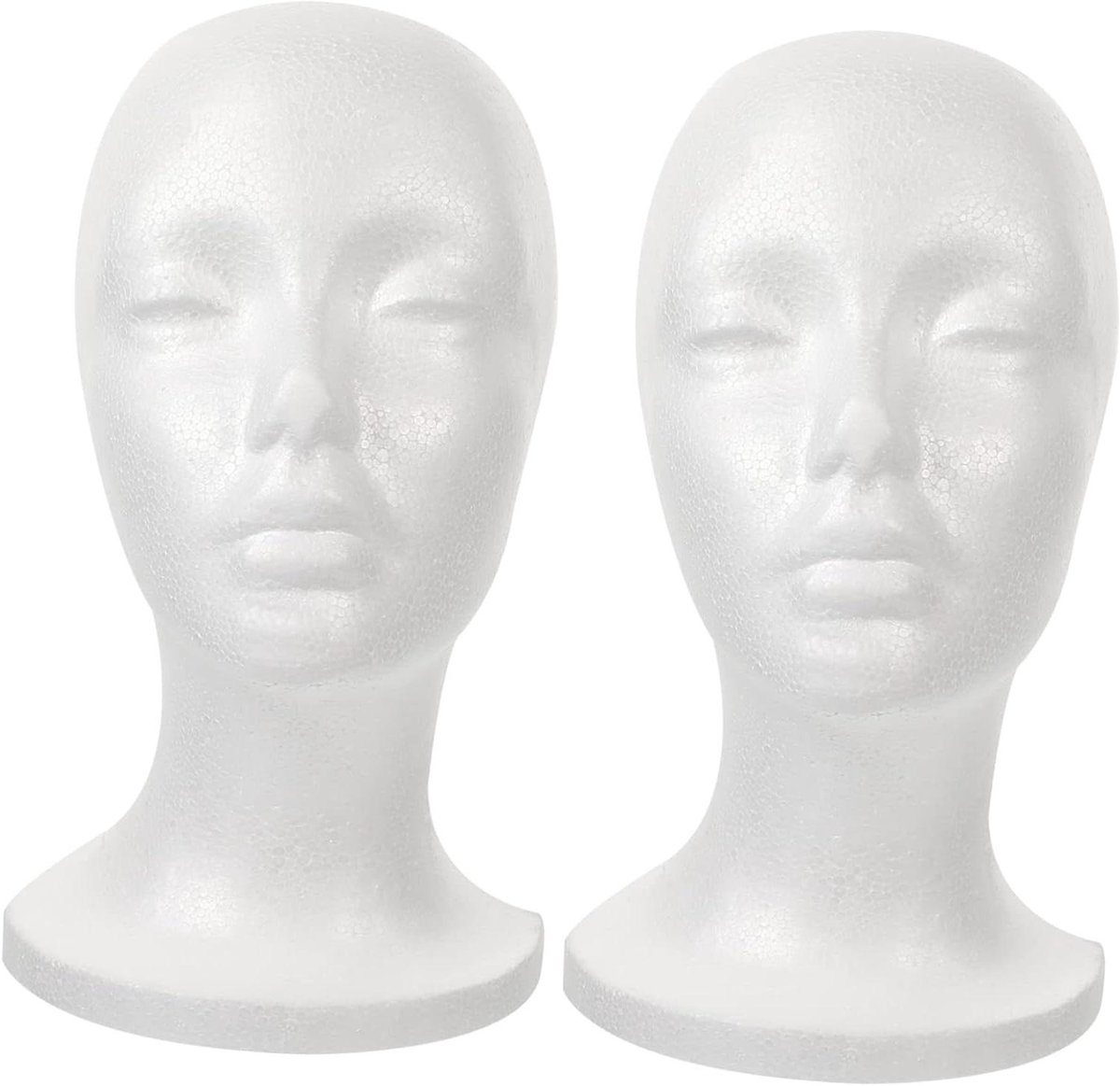 Mannequin Hoofd Set - Pruik Hoofd - Pruik Maken - Met Klemgat - 2 stuks - Wit