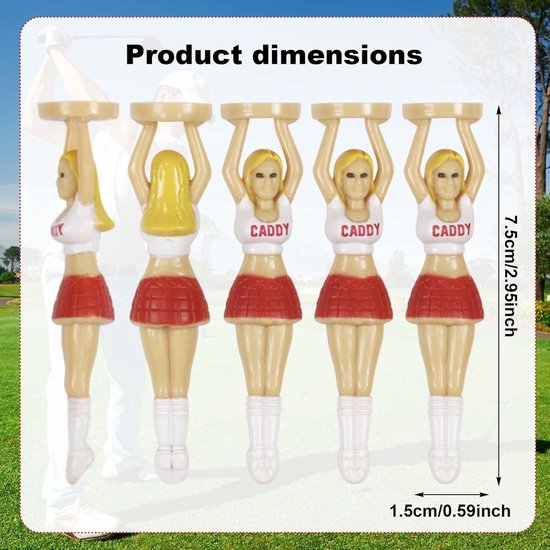 Vrolijke Golf Tees voor Dames - 5 Stuks van 75mm Plastic voor Golftraining, Accessoires en Cadeaus voor Vrijgezellenfeesten — afbeelding 4