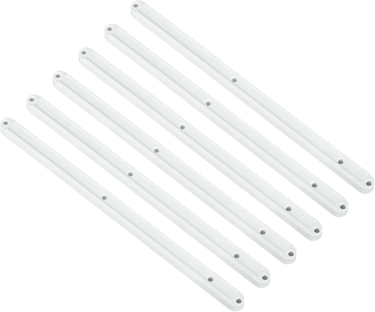 Ladegeleiders, 6 stuks, 300 mm - Ladegeleiders van kunststof, aan de zijkant gemonteerde gegroefde geleiderails voor nachtkastjes en ladekasten (wit)