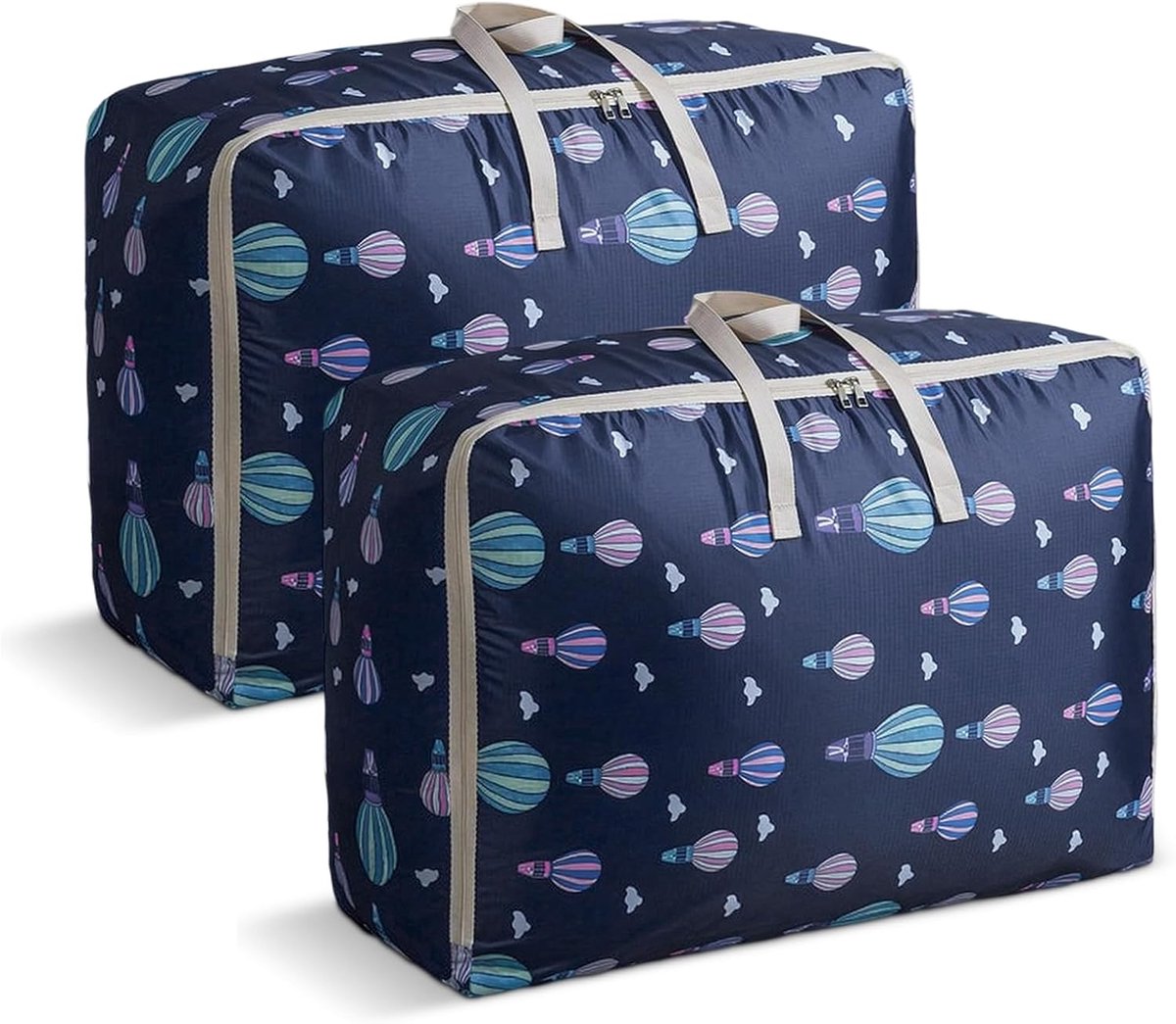2 stuks opbergzakken, 84 l, opbergtas, verhuiszakken met ritssluiting, opbergtas onder het bed, waterdicht, onderbedcommode voor kleding, dekens, kussens