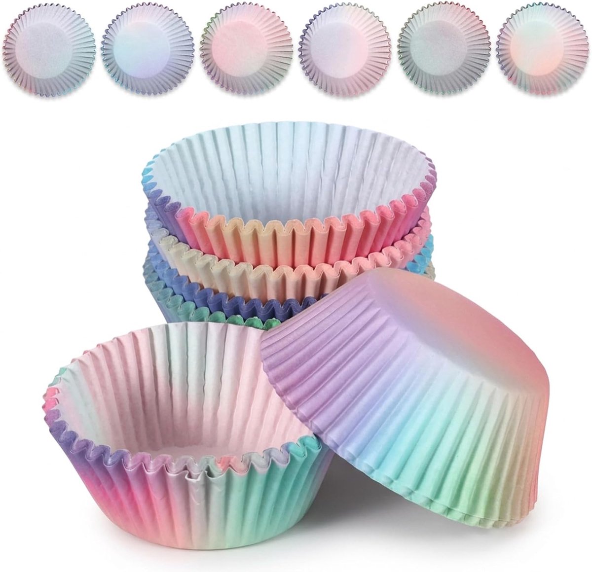 300 stuks muffinvormpjes, papier, Quilax cupcakevormen, regenboog, muffins, bakvormpjes, voor bakken, dessert, bruiloft, verjaardag, feest