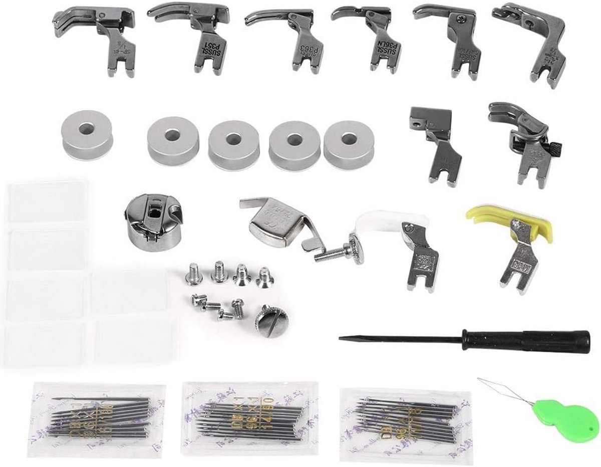 Naaimachine naaivoet set - 17 sets universele platte naaimachine onderdelen naaivoet accessoires met koffer voor industrieel gebruik