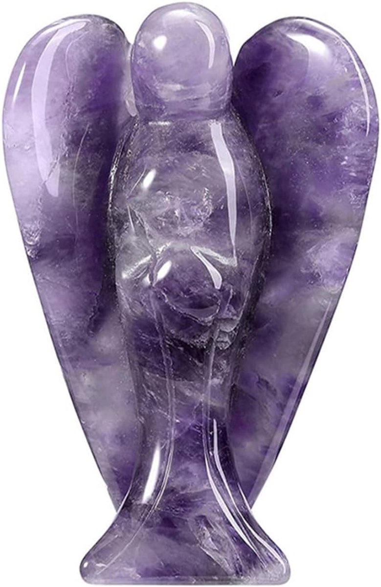 1.5in Beschermengel Cadeau Amethist Engel Figuur Genezende Kristal Edelstenen Gepolijste Stenen Beeld Reiki Engel Beschermengel Figuur (Paars)