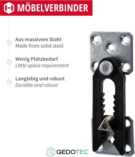 Meubelconnector Gestoffeerde meubelbankconnector - Type DA - Beugel om op te hangen - Gegalvaniseerd metaal - Snap Connector Fitting voor bedden - Tafels en nog veel meer. — afbeelding 2