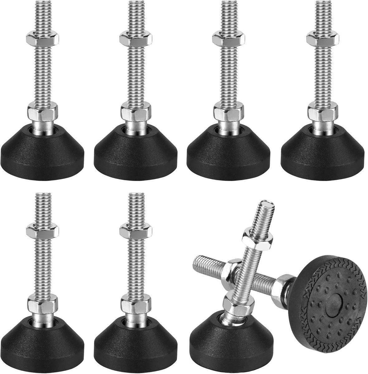 Poten verstelbaar, Ø 40 mm, verstelbare poten M8 x 10 mm | Rubberen voetjes met schroef, poten voor meubels, fitnessapparaten, mechanische apparaten