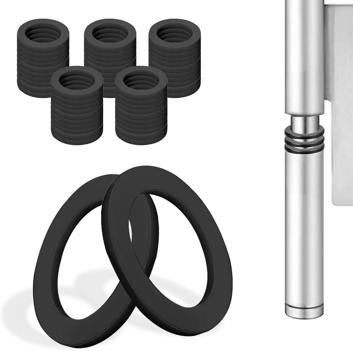 kunststof kamerdeuren 60 stuks sluitringen deurscharnier 10 mm x 15 mm montageringen zonder slijtagesporen, 1 mm 30 stuks & 2 mm 30 stuks, zwart