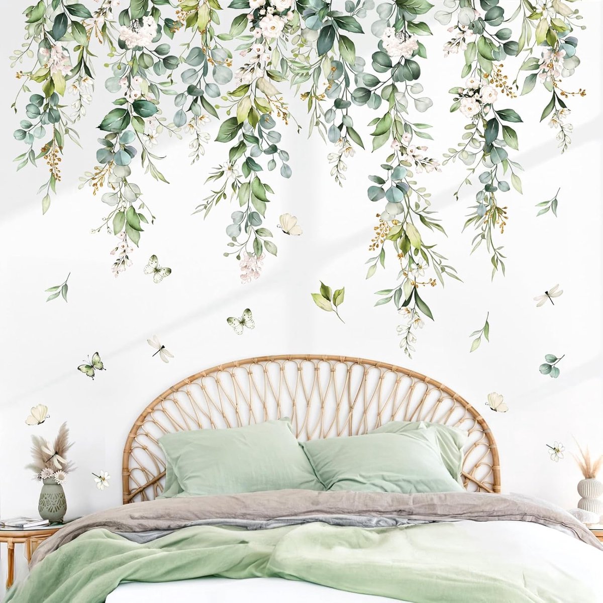 Muurstickers hangende ranken planten bladeren peel en stick muurkunst stickers voor slaapkamer woonkamer TV muur