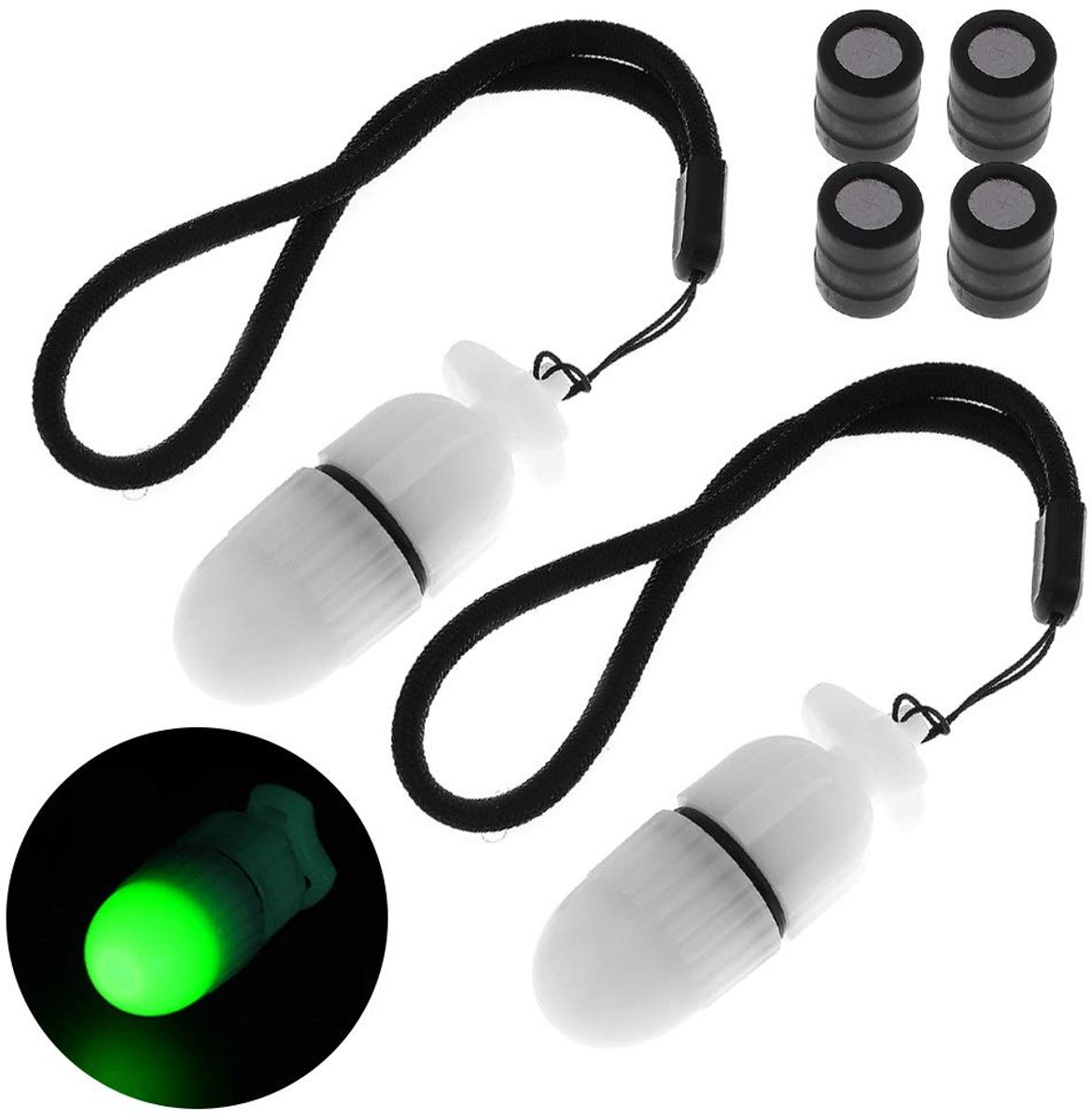 SnelShoppen - 2 Stuks Onderwater Strobe Signaal Licht voor Scuba Duiken - LED Veiligheid Lamp met 200 M Bereik en 200 Uur Batterijduur - Groene Marker