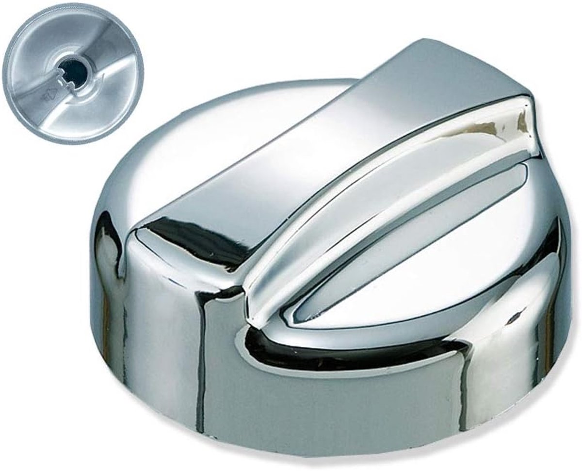 roterende hexcenterkap - draaiknop reserveonderdeel voor keukenspoelbakken met excenterventiel - kunststof in chroom look - 44 mm rond x 30 mm hoog