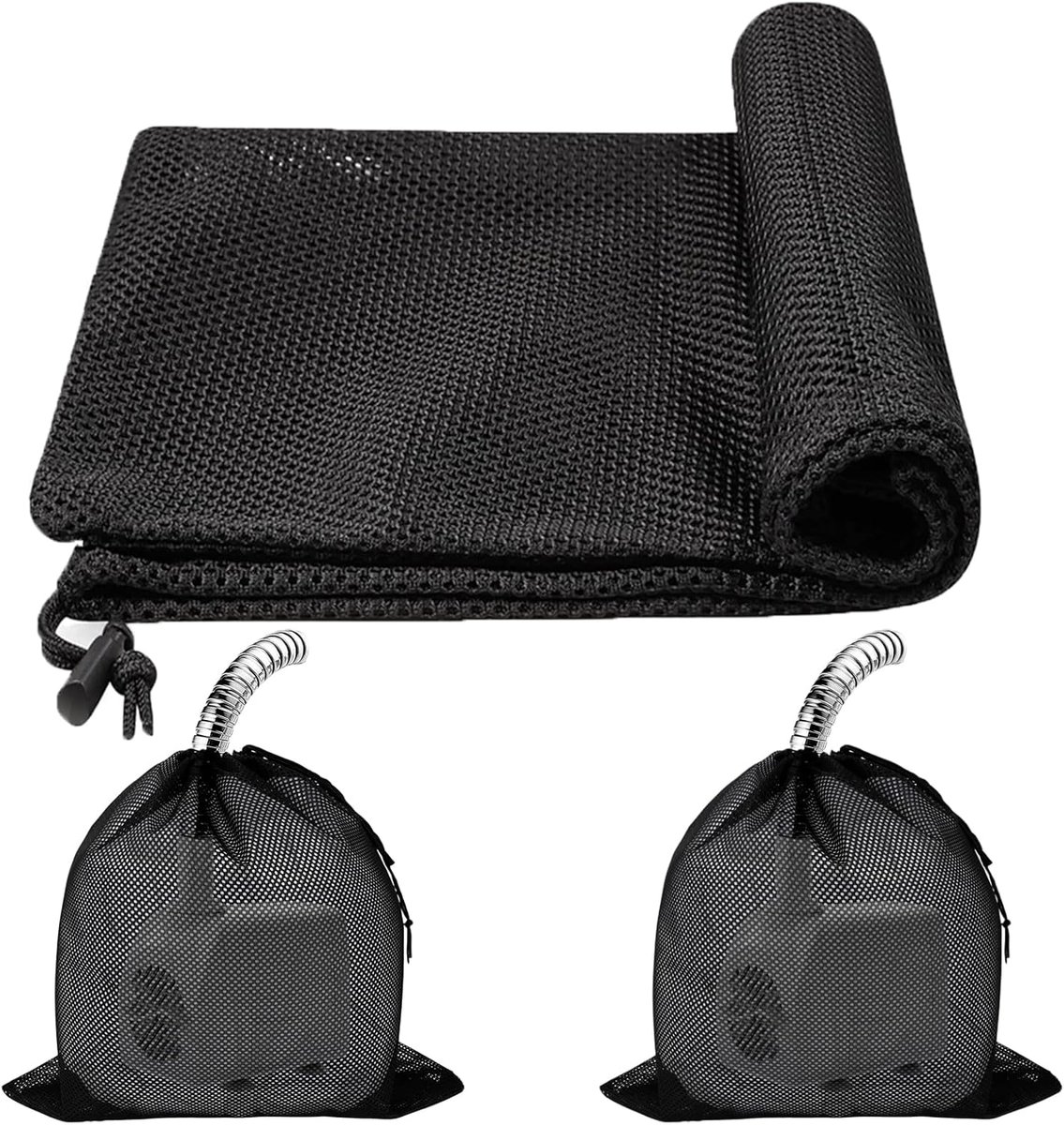 2 stuks pompnetzakken, 45 x 45 cm filterzakken voor vijverpompen, pompfilternetzak met trekkoord, vijverpomp filterzakken voor aquarium, zwarte pompafsluitzakken voor aquarium, tuin, vijver