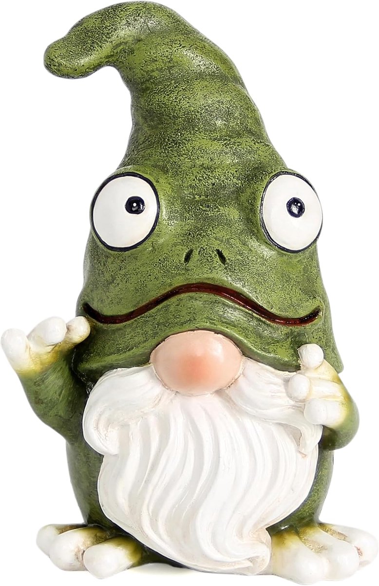 Buitenbeeld van Een Kabouter In de Tuin,Tuinkabouterbeeldje, Sculpturen & Beelden,Decoratie voor Buiten, Tuin, Gazon, Patio, Veranda, Woondecoratie, Groene Kabouter Ornament