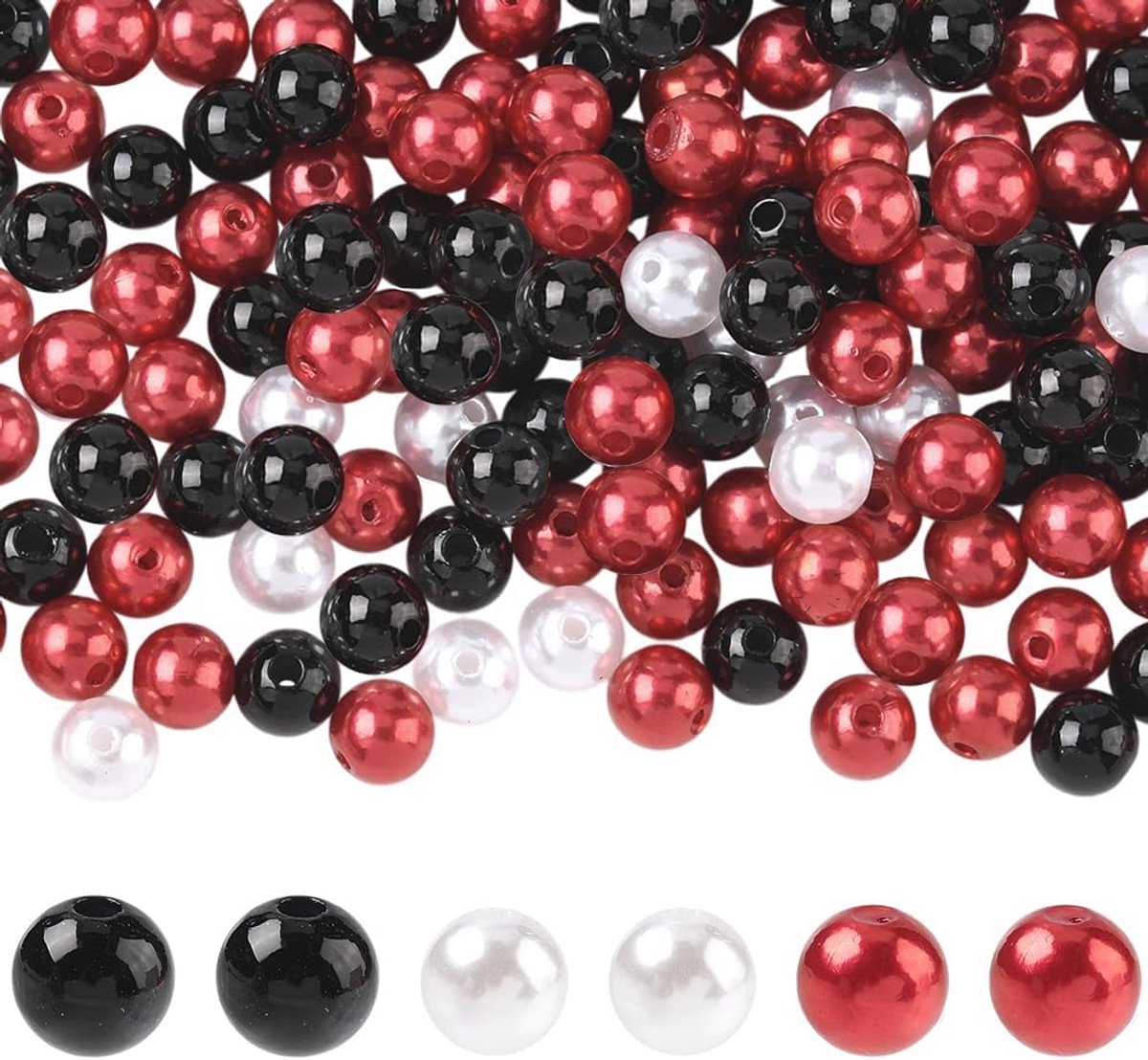 Kralen 10mm Plastic Parel Kralen Wit Rood Kleine Bal Bubblegum Gom Gladde Losse Spacers Bevindingen Kits voor Sieraden Maken Armbanden Kettingen DIY