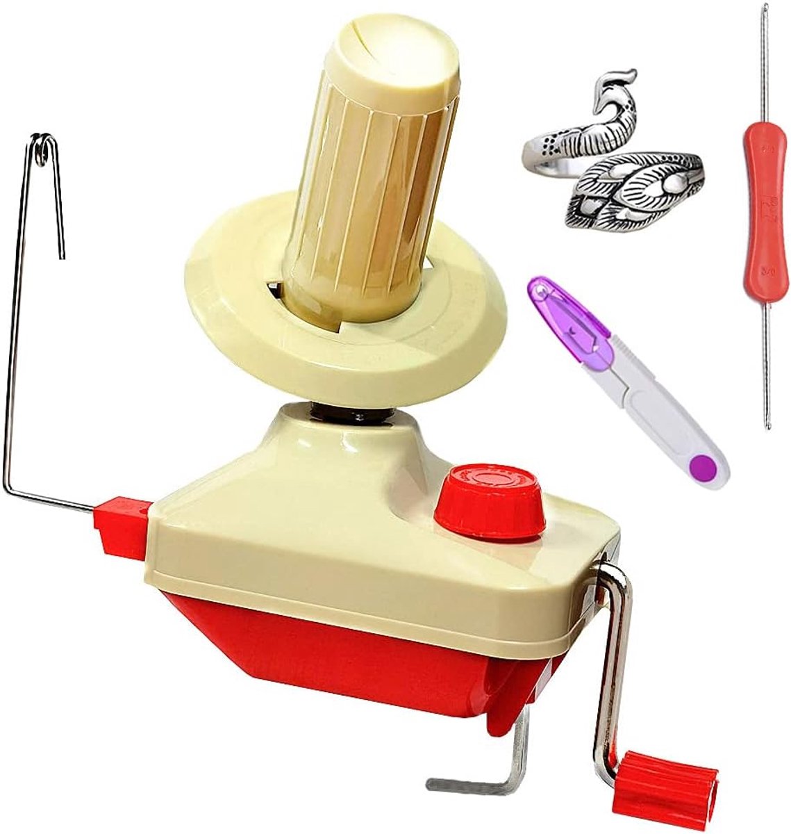 handmatige kettingwol van kettingvezel, familiewol rolmachines + verstelbare breislushaak 1 stuk haak + 1 stuk schaar