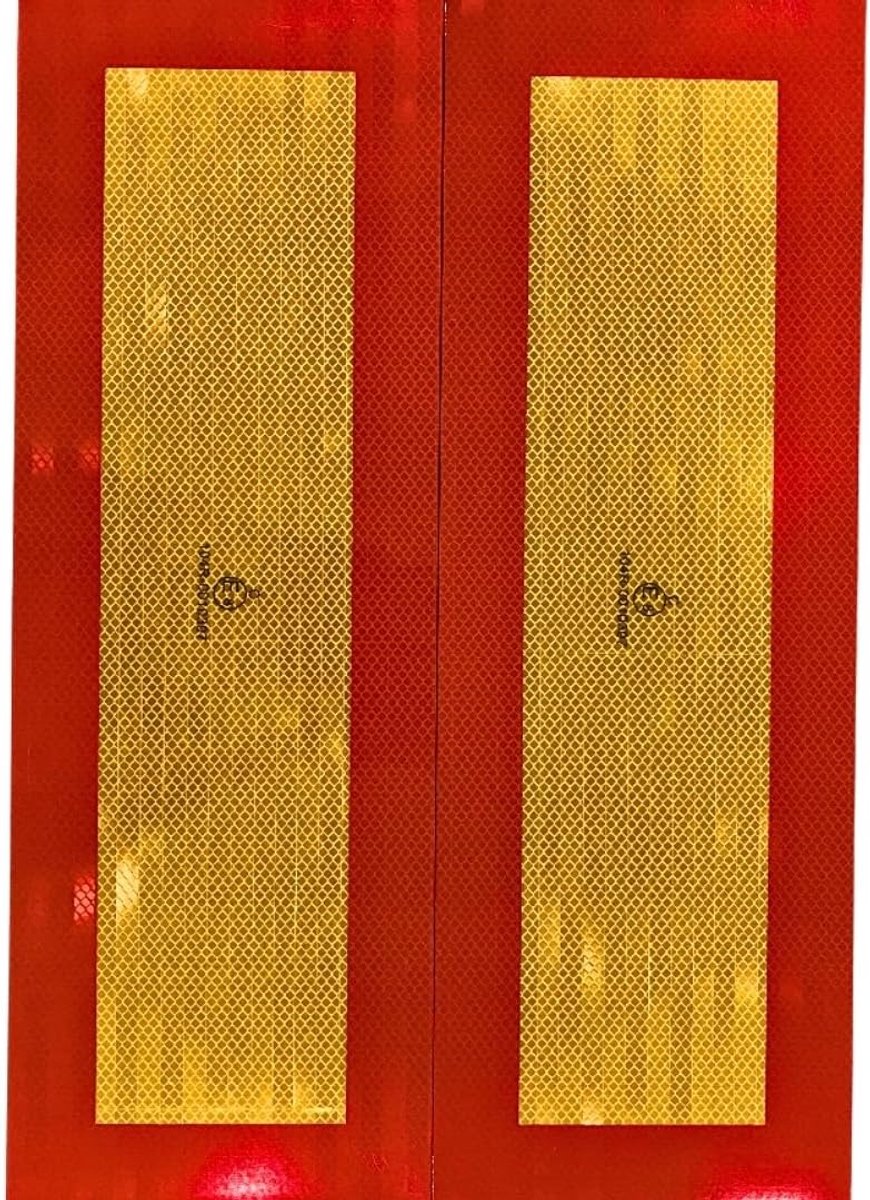 Kfz waarschuwingsmarkering bouwvoertuigen StVO achtermarkering waarschuwingssticker Folie zelfklevend reflecterend aanhanger vrachtwagen reflexfolie reflector (Geel/rood, 2X 195mm X 565mm