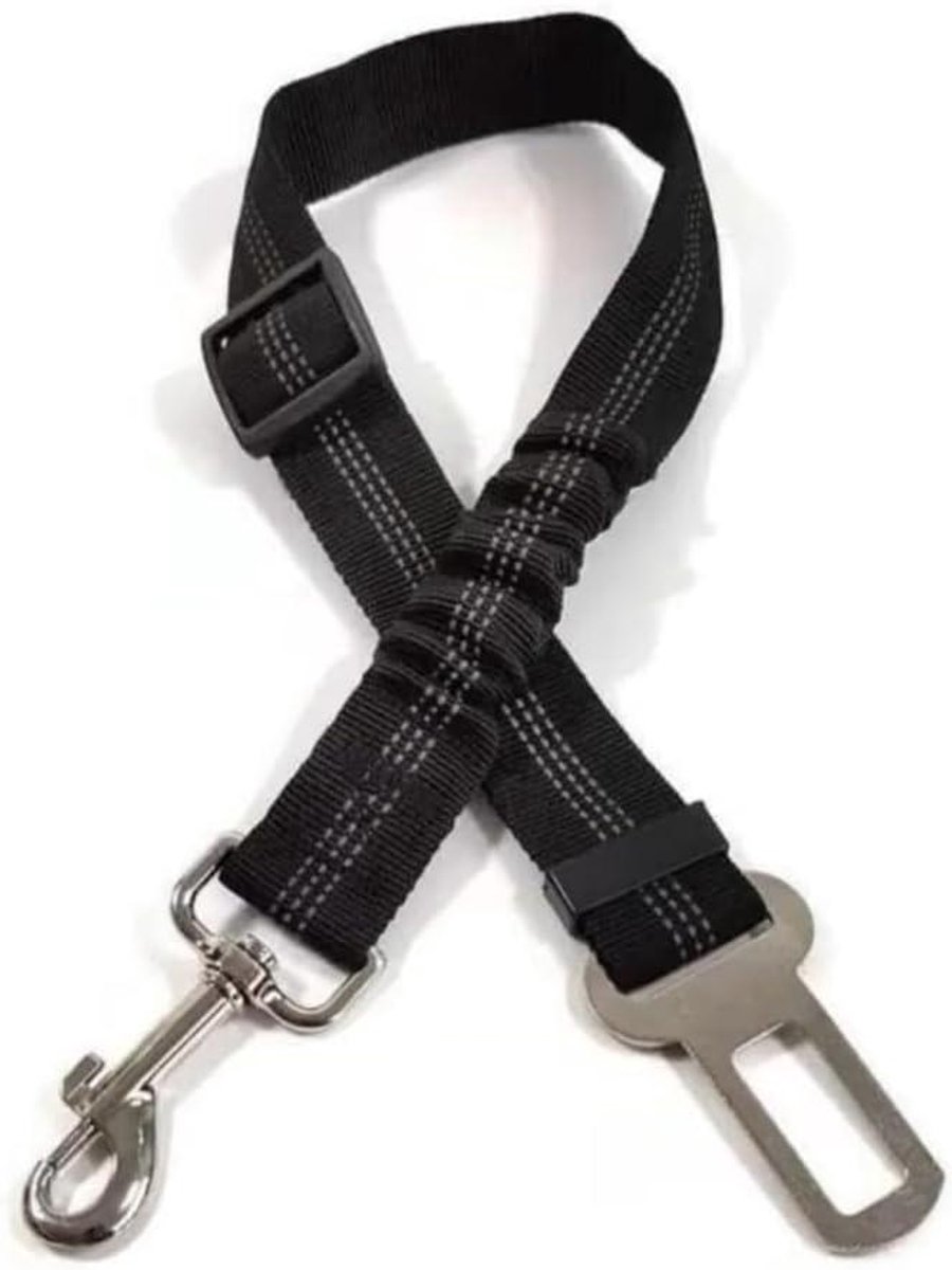 Hondengordel Auto - Hondenriem Veiligheid - Veilige Autoritten - Elastische Schokabsorptie - Verstelbaar 47-70 cm - Zwart