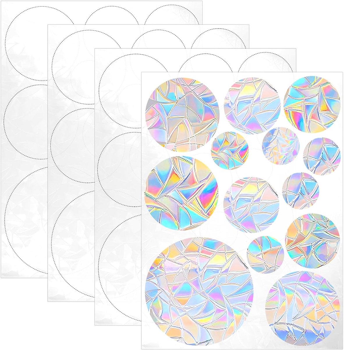 52 Stuks Suncatcher Stickers, PVC Prisma Raamstickers voor Vogelbotsing | Vogelstickers Anti-botsing Brede, Regenboogfolie Raam Vogelbescherming Stickers op Glazen, PVC-stickers Tegen Vogelaanslag