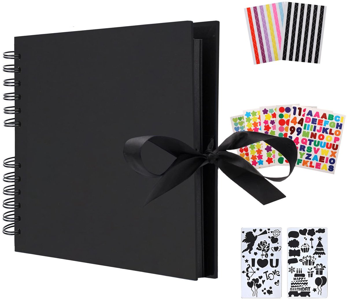 SnelShoppen - AIOR Fotoalbum Zelf Ontwerpen - Plakboekalbum voor Scrapbooking - 80 Zwarte Pagina's - Doe-het-zelf Fotoboek voor Verjaardag, Jubileum,