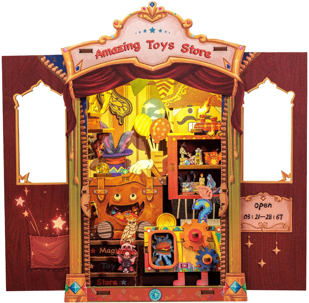 Boekenhoekje Bouwpakket - DIY Miniatuur Huis Poppenhuis Bouwpakket voor Volwassenen en Tieners - Boekenhoekje met Boekenplank Decoratie Steegje Model Bouwpakket met LED Verlichting - Cadeau voor Familie en Vrienden