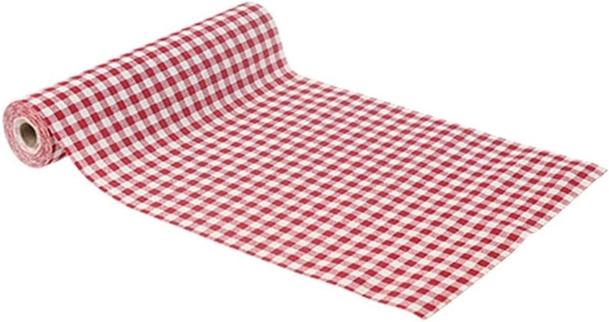 Tafelloper, katoen, vichy-patroon, retro design