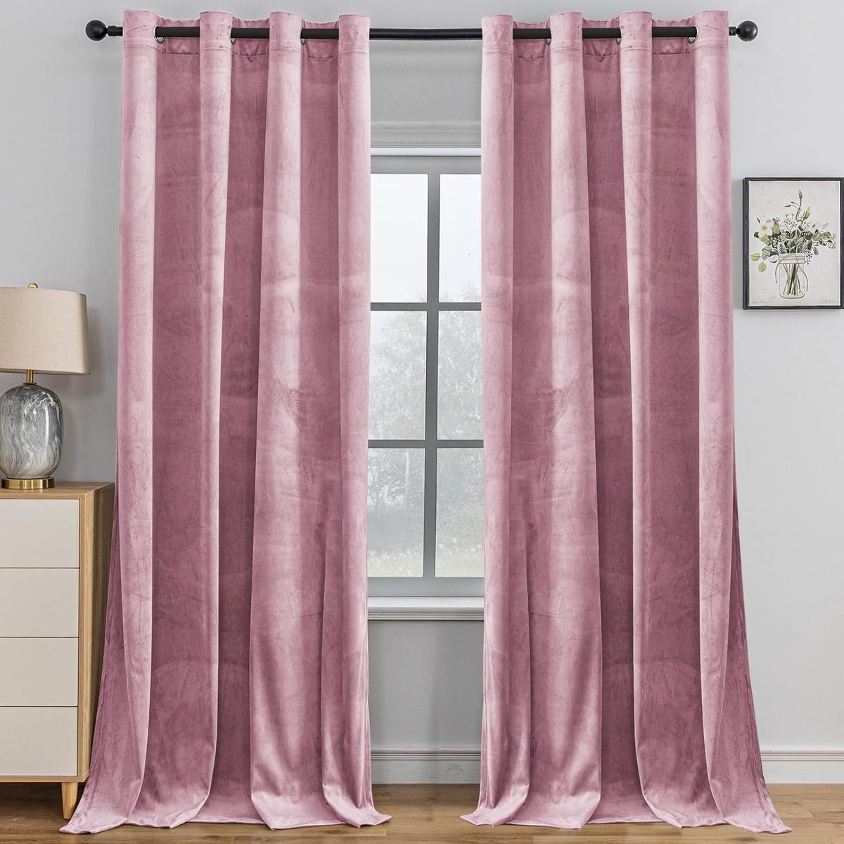 Fluwelen Gordijnen Set Van 2, 140 X 180CM(BxH), Thermisch Verduisteringsgordijn, Ondoorzichtig Gordijn Met Oogjes, Thermogordijn Woonkamer Slaapkamer, Geluidsisolatie, Roze