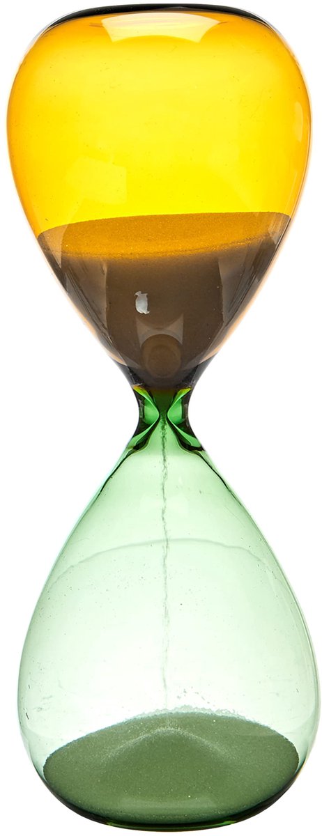 Dostmann zandloper oranje-groen, 18.6009.02.41, 15 minuten looptijd, hourglass, decoratief object, gemaakt van glas, met fijn zand gevuld, (L) (B) 73 x (H) 190 mm