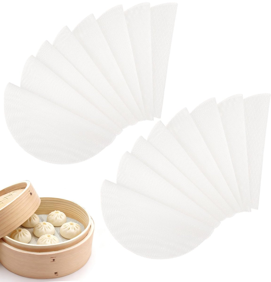 16 Stks Non Stick Siliconen Stoomboot Matten 9in (23cm) Ronde Herbruikbare Mesh Liners Voor Dim Sum Dumplings Broodjes Bamboe Stoomboot Koken Keuken AccessoiresSum Mesh