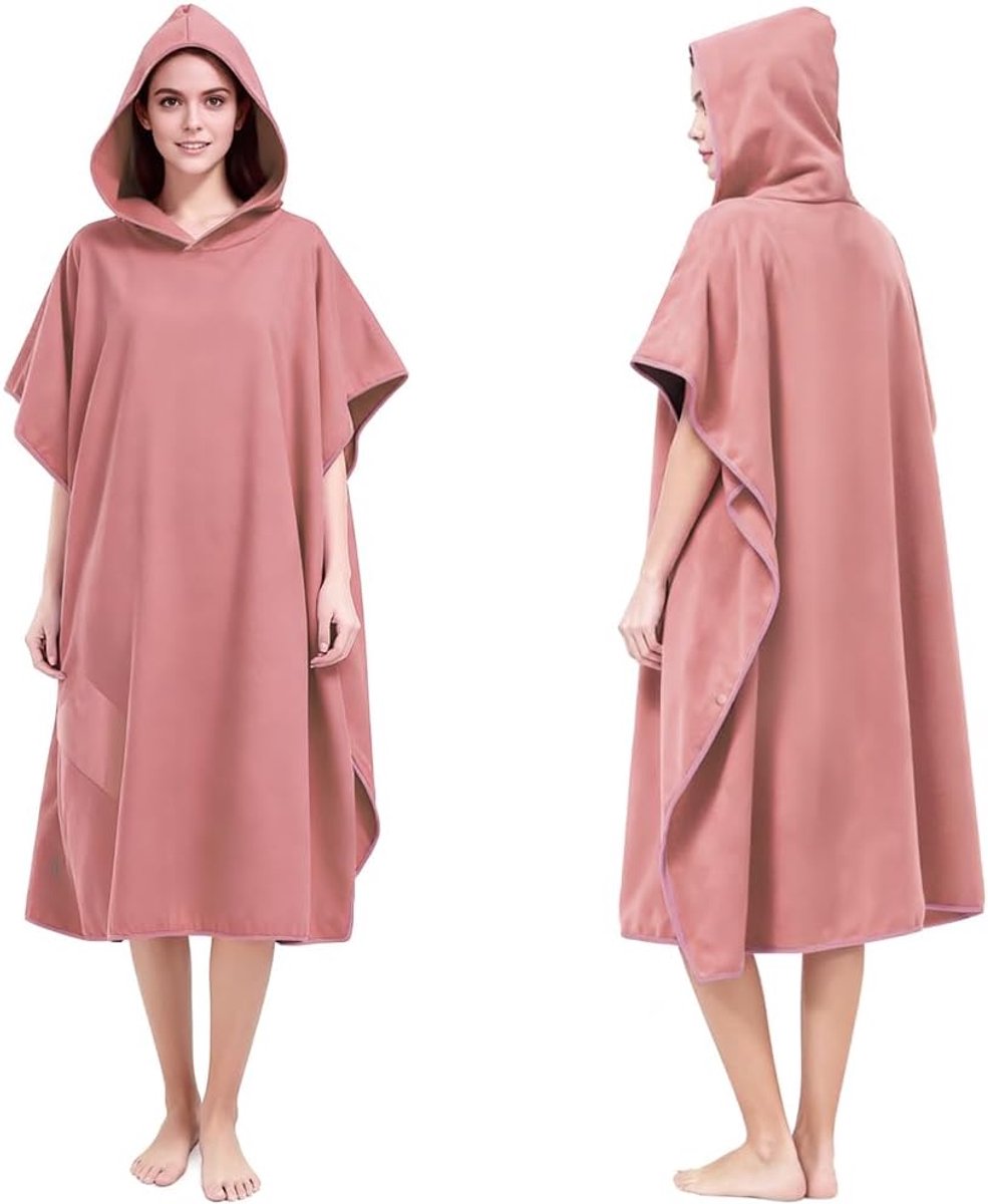 Poncho-handdoek met capuchon voor volwassenen, wikkelgewaad, microvezel omkleedjas, handdoek met zak, extra grote handdoek, poncho, strand, universele maat, cover-up badhanddoek met capuchon om