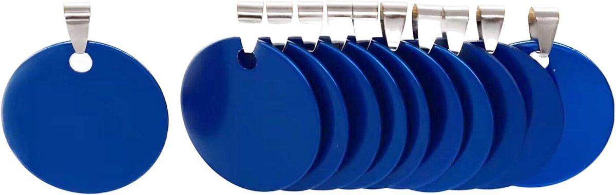 aluminium lege hondenlabels, doe-het-zelf gegraveerde kat hond ID-tags, gepersonaliseerde huisdierenidentiteitsnaamlabels, blanco hondenpenning doe-het-zelf snijwerk, diameter 3 cm blauw 30