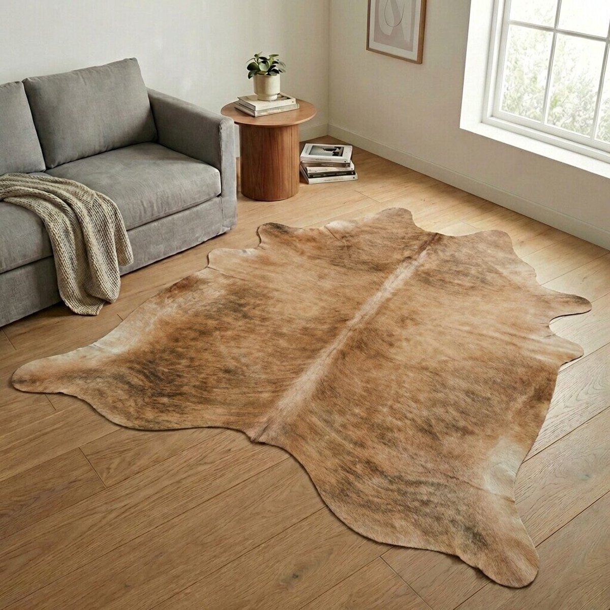 Koeienhuid Vloerkleed XXL (Extra Groot) - Bruin-wit - 250 x 222 cm - Koeienkleed / Koeienvel / Dierenvel / Dierenhuid / Koehuid Tapijt