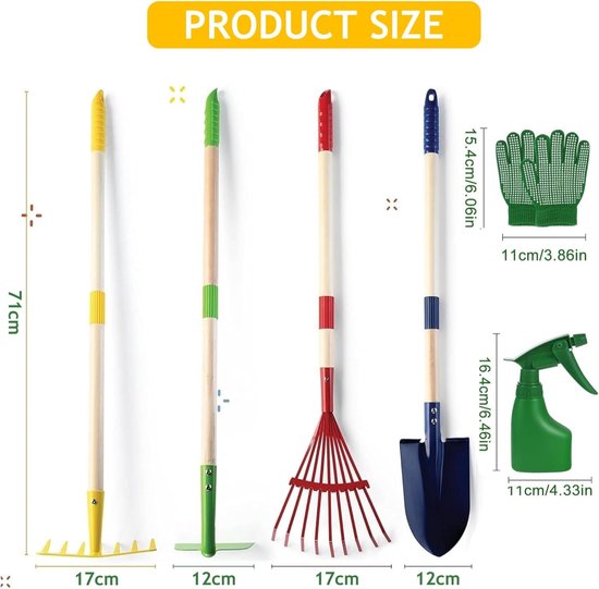 Thijox - 6-delige tuinset voor kinderen, kleurrijke tuinmeubels, veilig en duurzaam, ideaal voor buiten, speelplezier, kinderfeestjes, tuin, camping van Thijox — afbeelding 3