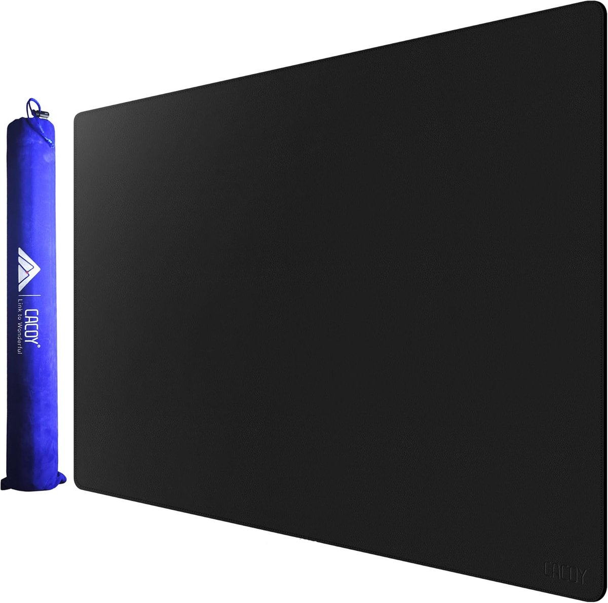 SnelShoppen - Grote bureau-onderlegger 100 x 60 cm van PU-leer, waterdicht, antislip, muismat voor laptop, gemakkelijk te reinigen, zwart voor kantoor