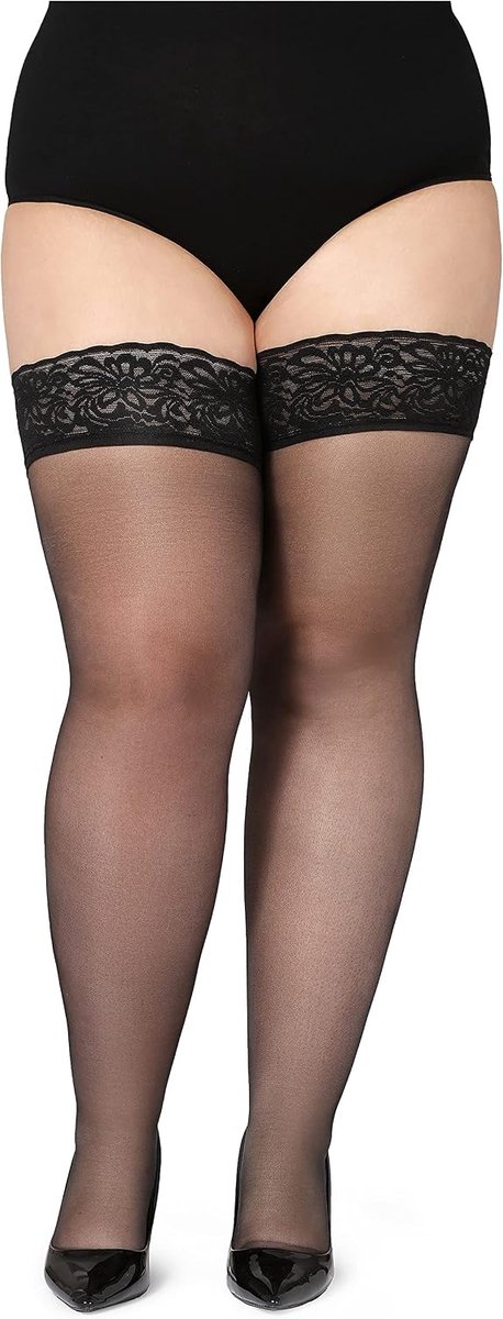 Dames Hold Up Kousen met Kant Plus Size 20 DEN BLV-1126