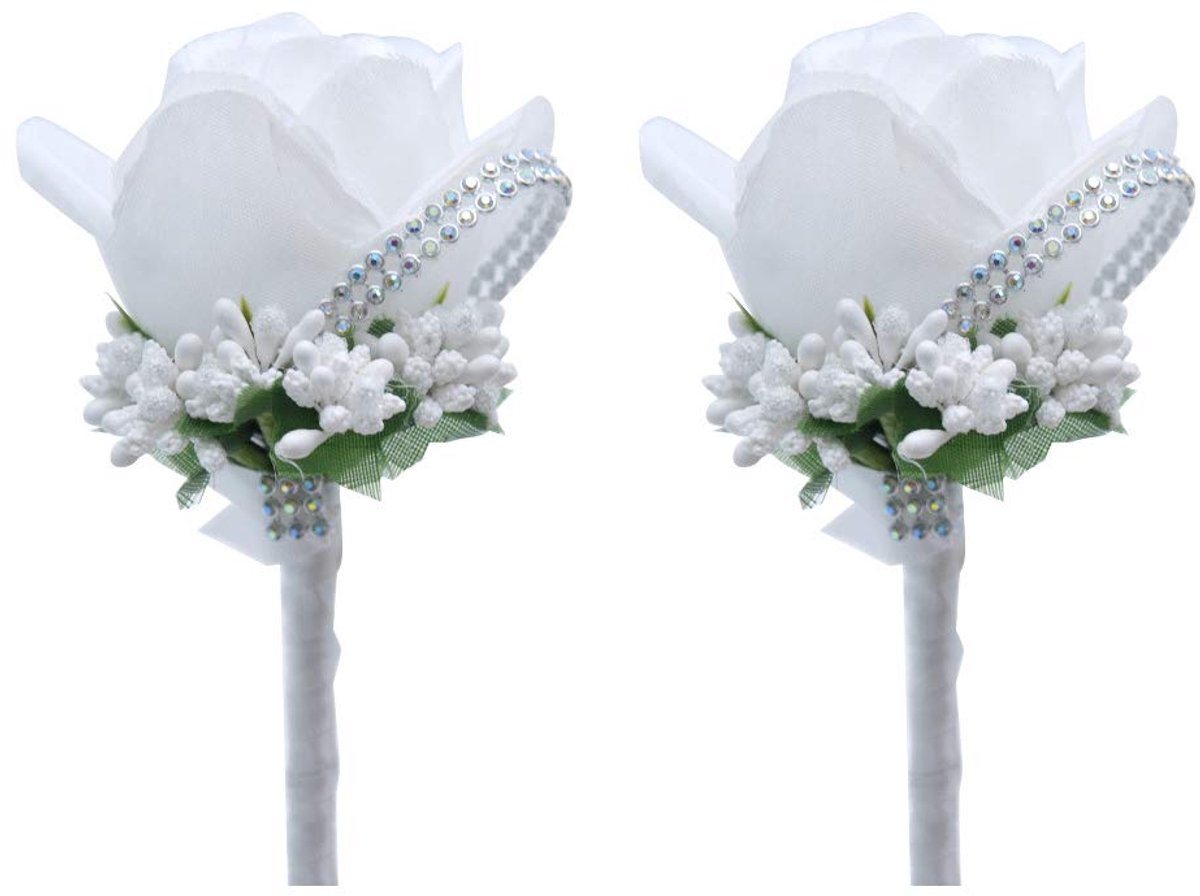 Kunstbloemen heren handgemaakte knoopsgat van zijde roze heren lijfje voor bal bruiloft benodigdheden decoratie (wit)