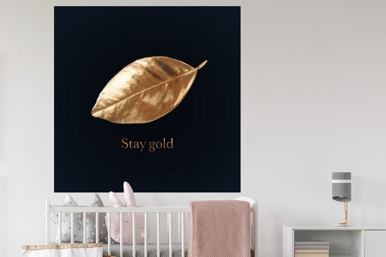 Muurstickers - Sticker Folie - Blad - Gold - Quotes - 120x120 cm - Plakfolie - Muurstickers Kinderkamer - Zelfklevend Behang XXL - Zelfklevend behangpapier - Stickerfolie