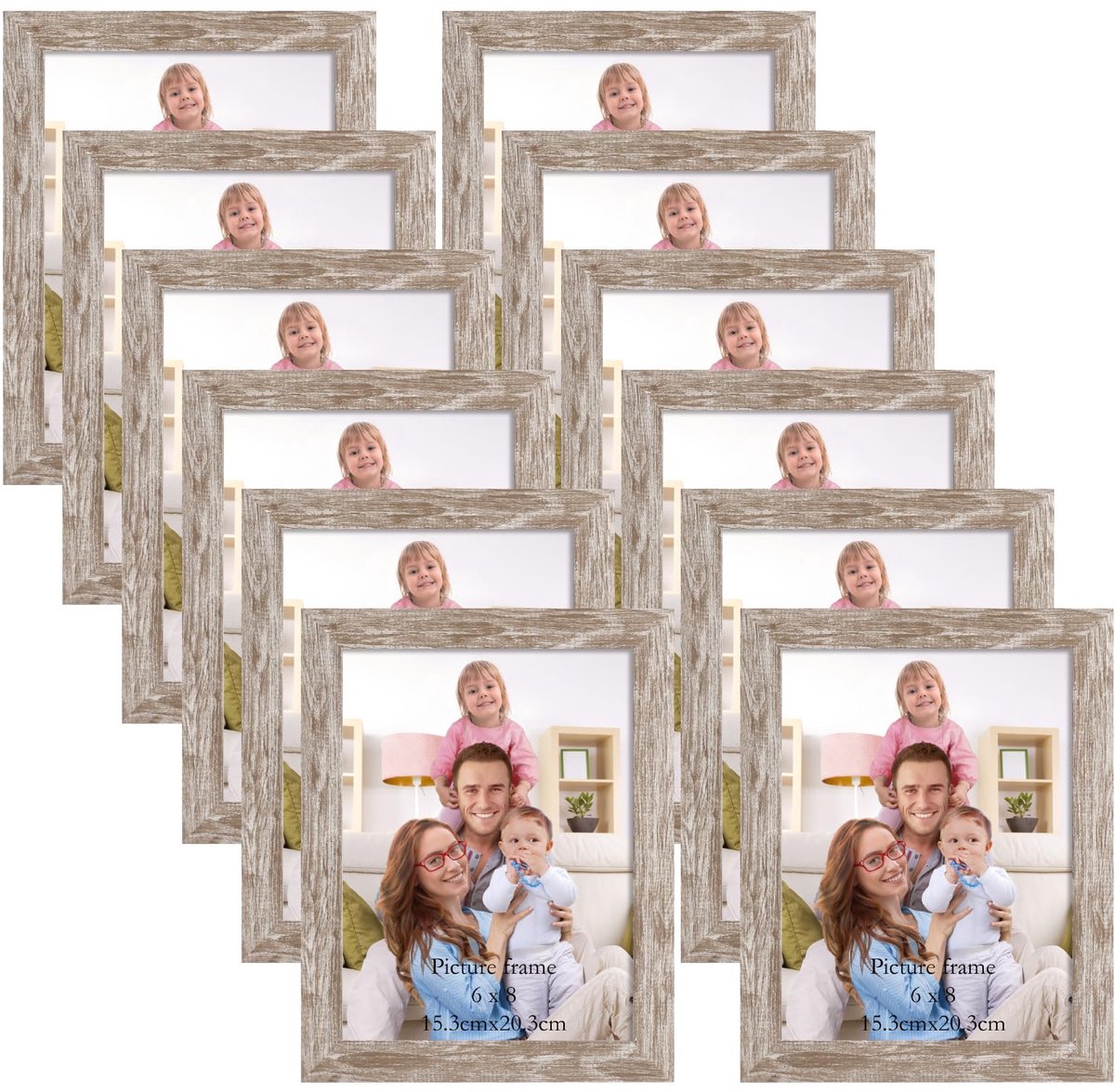 Fotolijsten, 15 x 20 cm, beige houtnerfafwerking, geschikt voor foto's van 20 x 15 cm, voor wandmontage of plaatsing op tafel in de woonkamer, slaapkamer of op kantoor