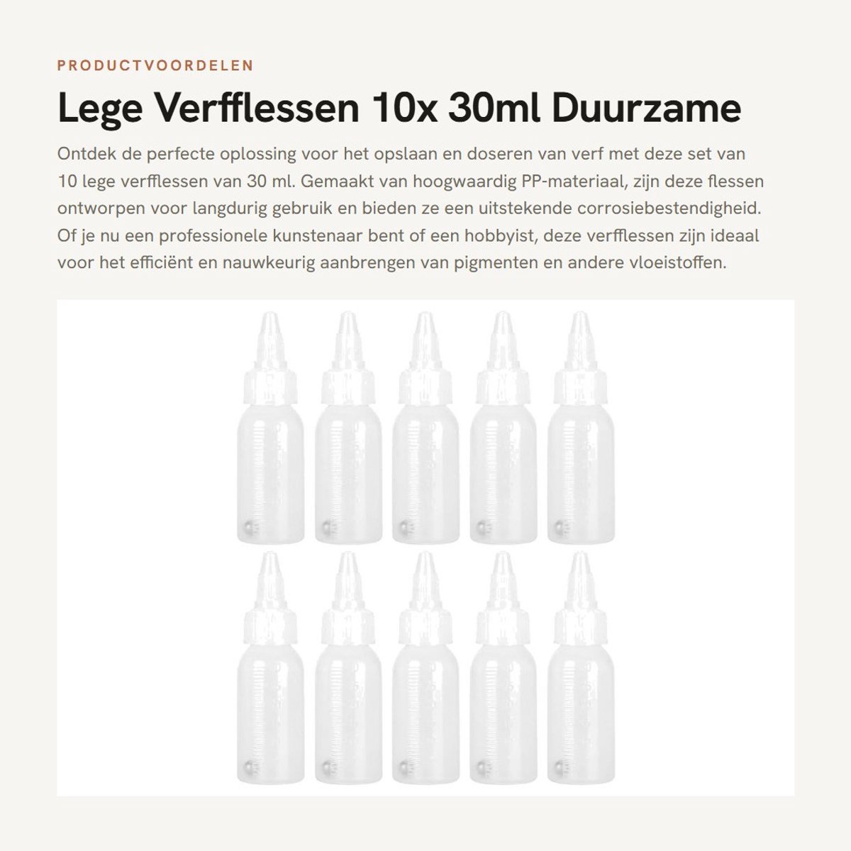 Dailygoods- Verfflessen 30ml - 10 Stuks - Corrosiebestendig - PP Materiaal - Multifunctioneel - Nauwkeurige Schaal - Verfcontainers