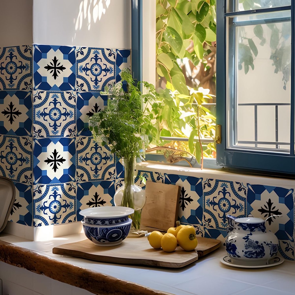 Dailygoods- Tegelsticker 25 Stuks 20x20 cm - Zelfklevende Tegelstickers - Donkerblauw - Hoge Kwaliteit Vinyl - Waterdicht - Voor Badkamer/Keuken - Muursticker