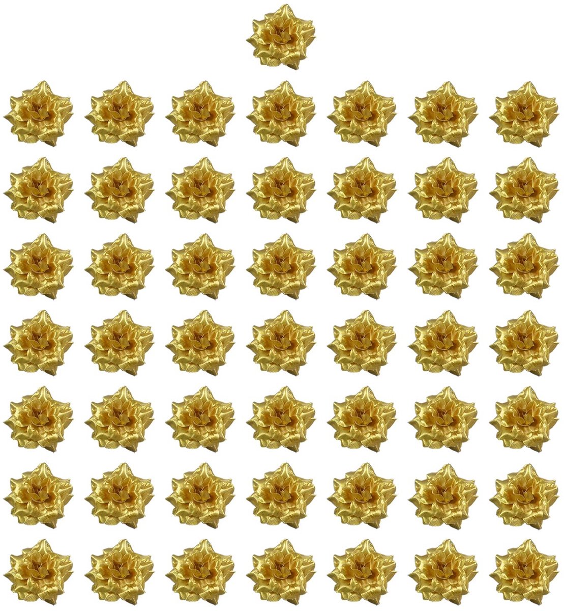 Dailygoods- Kunstbloemen Gouden Rozenkoppen - 50 Stuks - Decoratieve Bloemen - Tafeldecoratie - Bruiloft - Knutselen - Zachte Stof en Kunststof - Nep Bloemen