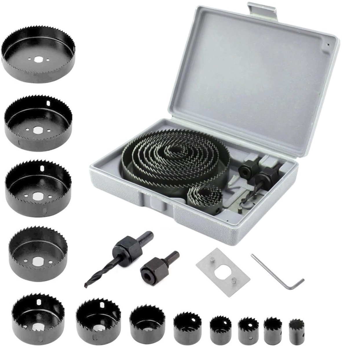 Dailygoods- Gatenzaagset 16-delig - Hoogwaardige Koolstofstaal - Houtbewerking - Gipsplaat - Slijtvast - Zaagdiepte 25 mm - Zaagset