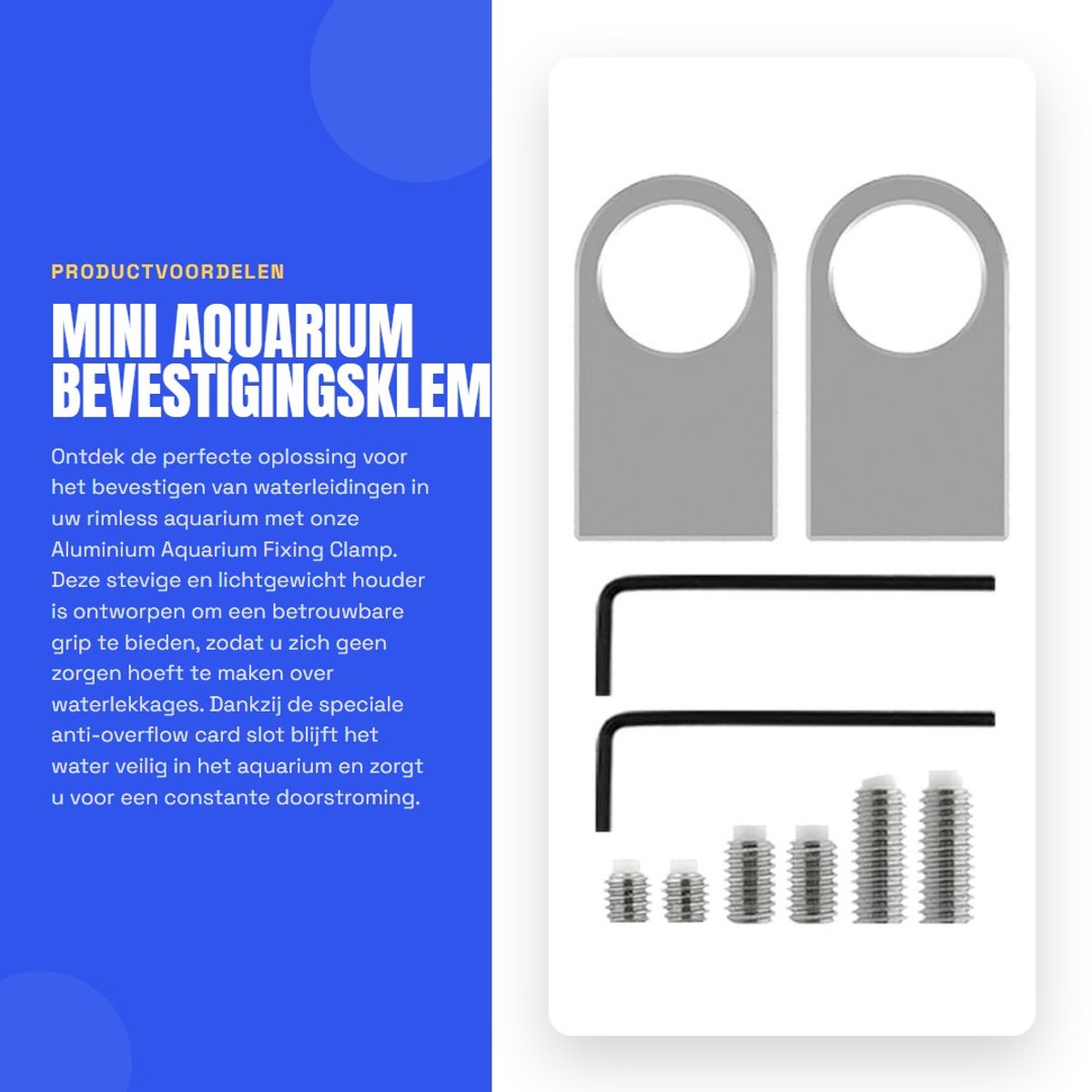 Dailygoods - Mini Aquarium Bevestigingsklem - Aluminiumlegering - Voorkomt Wateroverloop - Lichtgewicht en Stevig - Geschikt voor Zoet- en Zoutwater -...