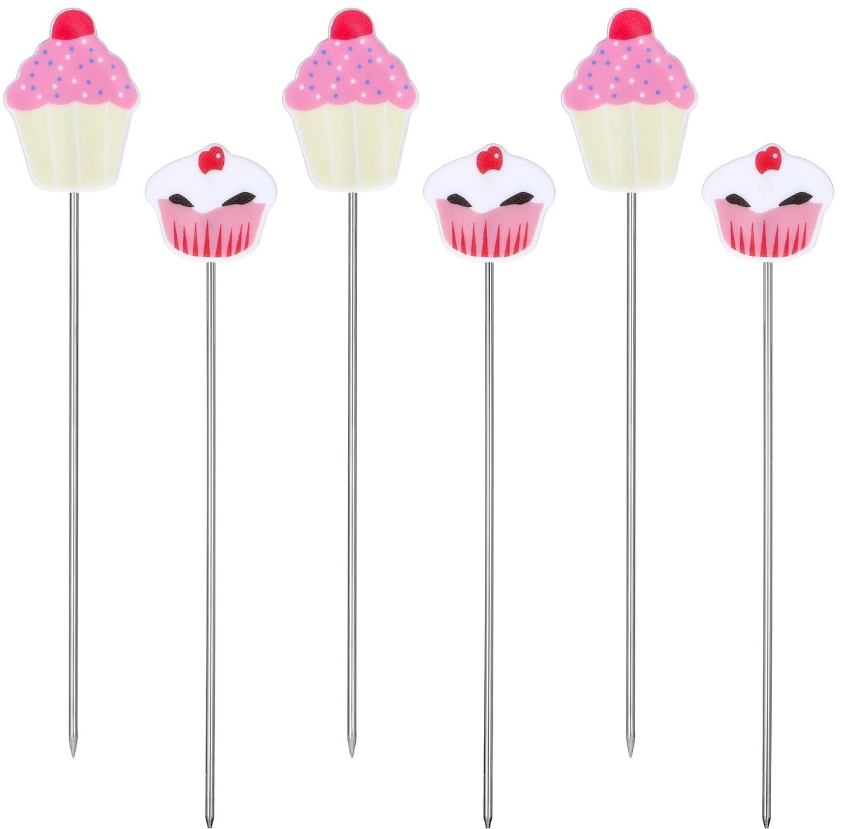 Dailygoods- Cake Tester 6 Stuks - Roestvrij Staal - Herbruikbare Testnaalden - Bakgereedschap - Gaarheidstest - Multicolor Handgrepen